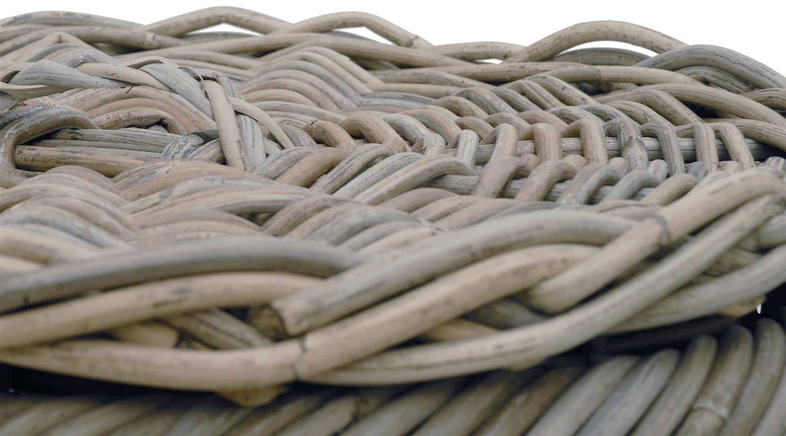 Runder Wäschekorb mit Deckel in Tonnenform Ø50cm aus Rattan mit Stoffinlett | Koobo Grau