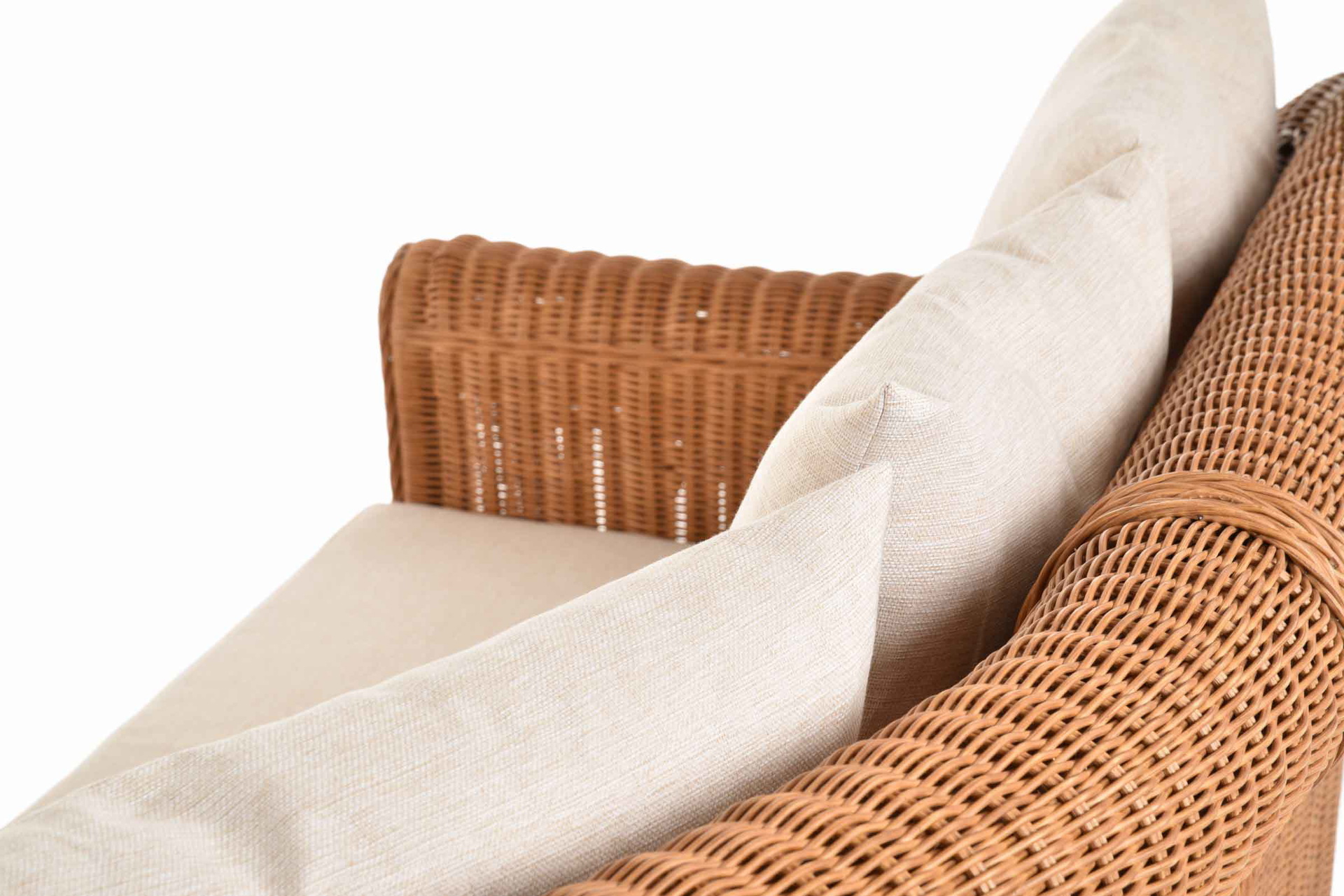 Elegantes Wohnzimmer Ecksofa St.Tropez 235x235cm aus Rattan | Cognac