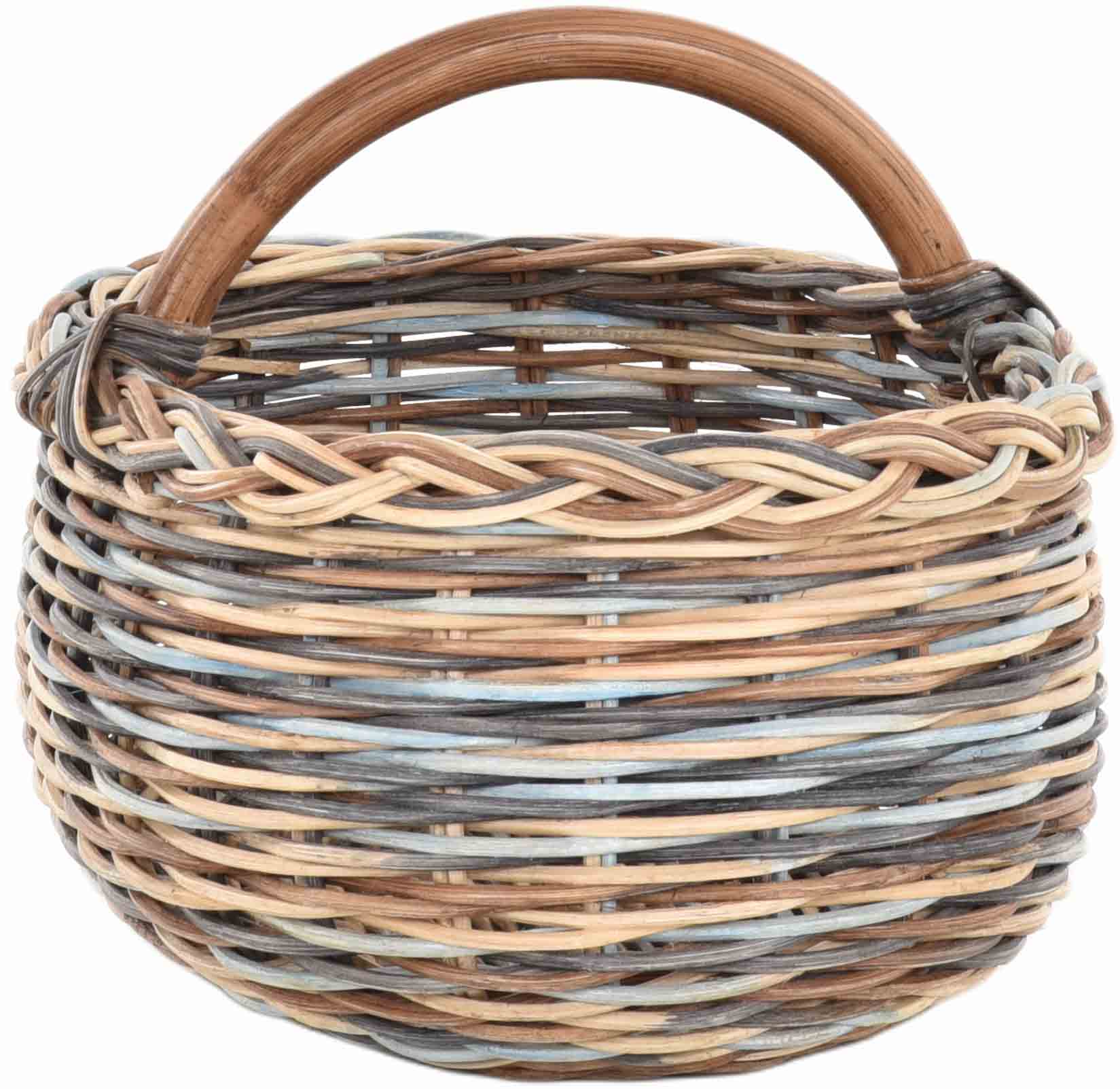 Henkelkorb - Einkaufskorb Oval aus Rattan geflochten | Multicolor