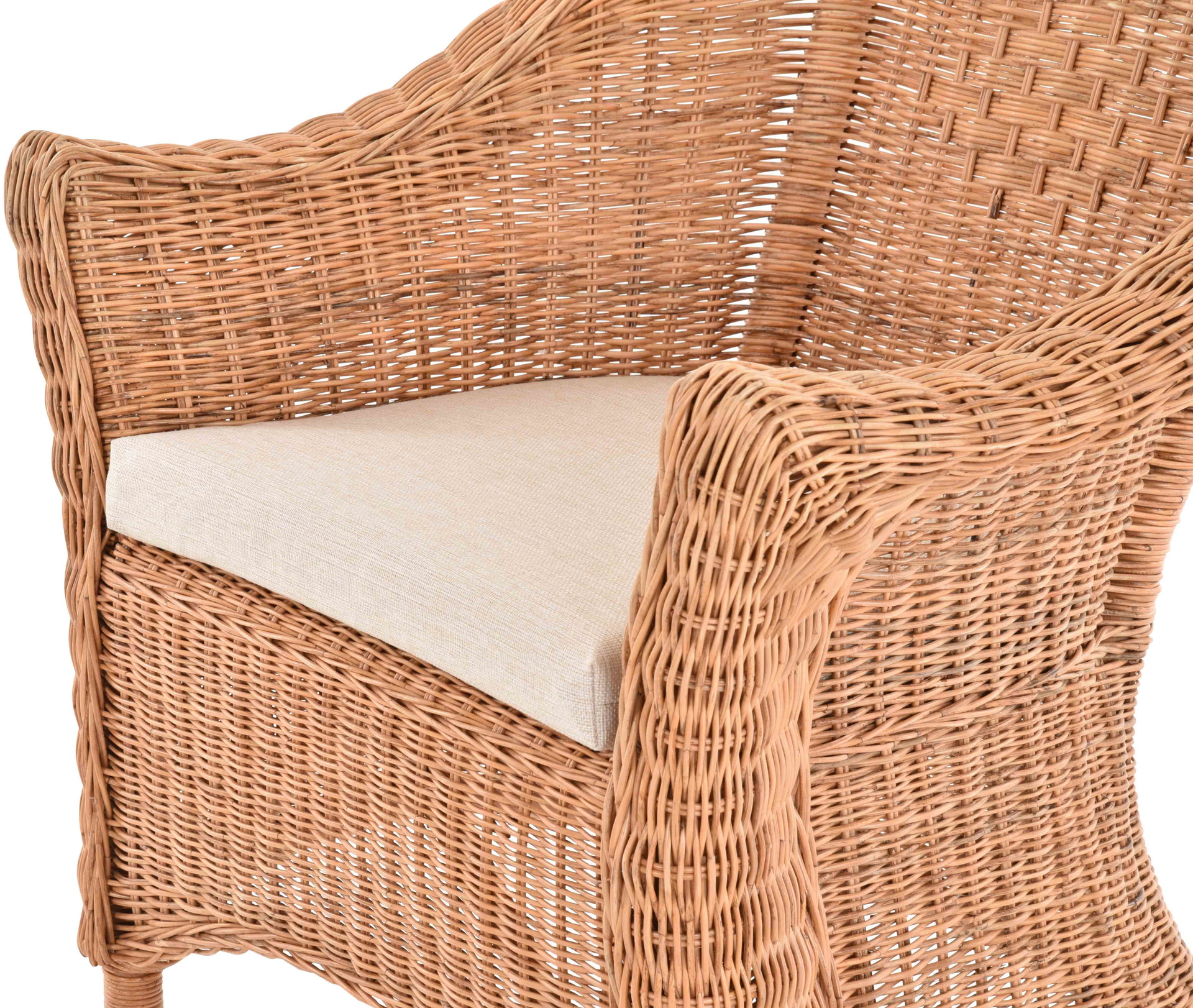 Geflochtener Korbsessel Primavera aus Rattan für Wintergarten & Esszimmer 2er Set | Boondott