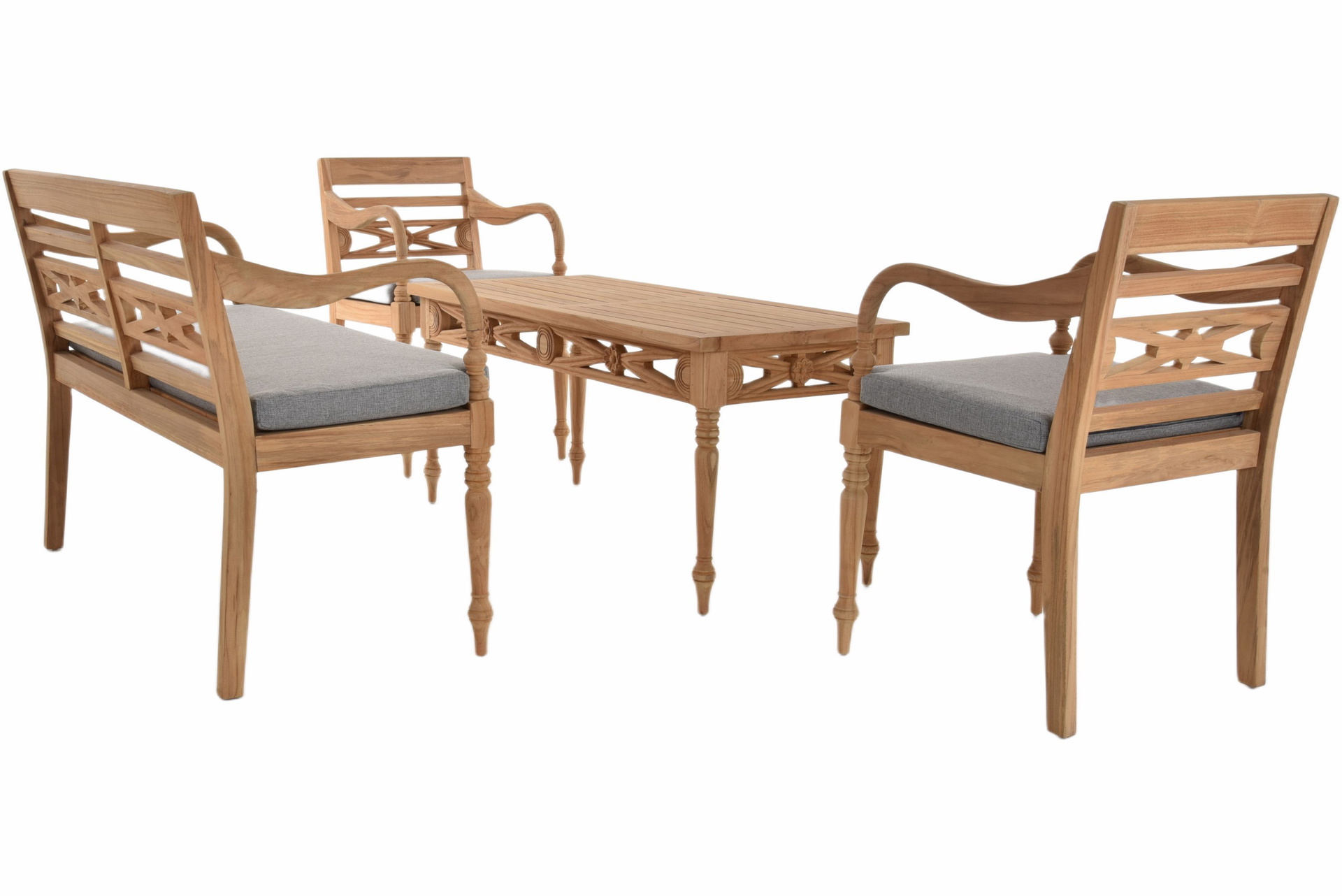 Teakholz Lounge-Set Batavia Gartengarnitur mit Sitzkissen