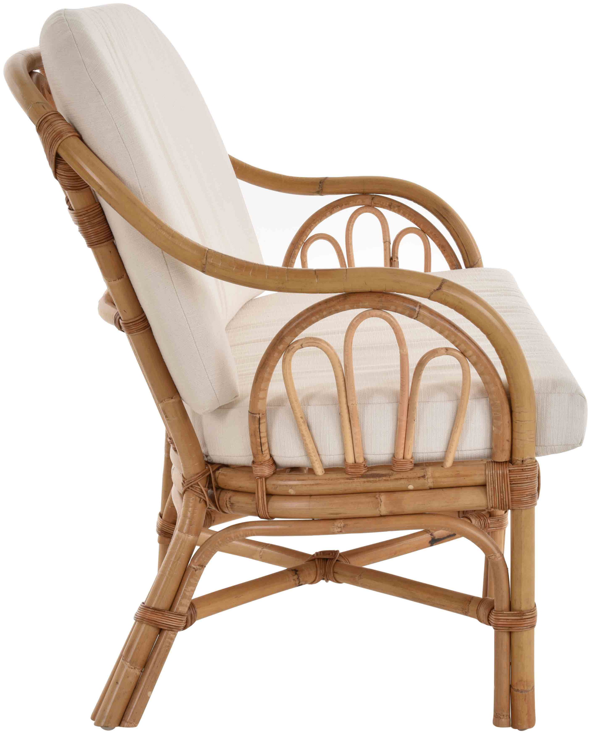 Rattan Sofa Manau 2-Sitzer Wohnzimmersofa mit beigen Polstern