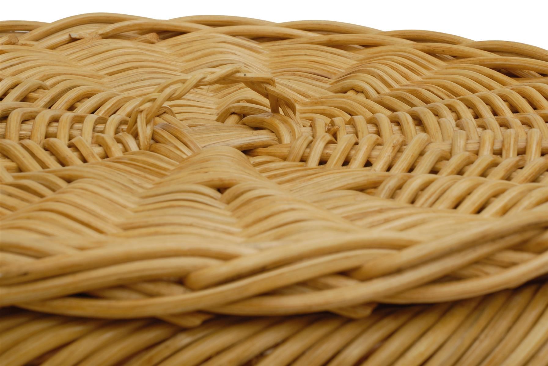 Runder Wäschekorb mit Deckel in Tonnenform Ø50cm aus Rattan mit Stoffinlett | Honig