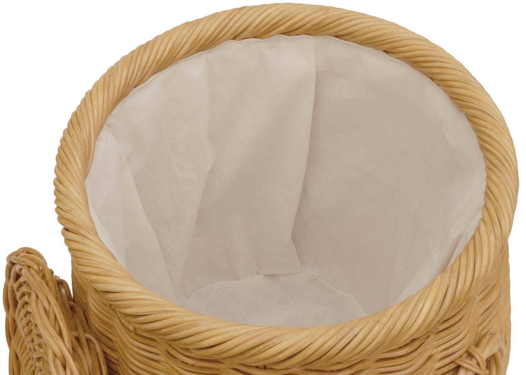 Runder Wäschekorb mit Deckel in Tonnenform Ø50cm aus Rattan mit Stoffinlett | Honig