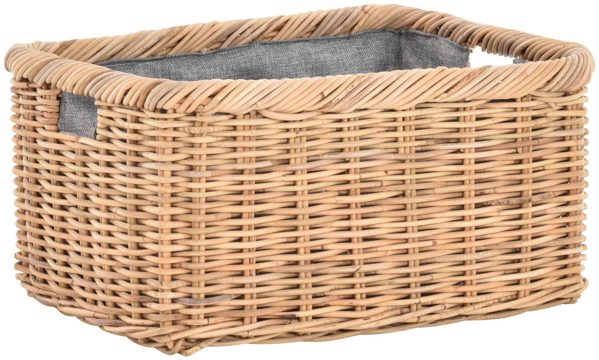 Geflochtener Tragekorb aus Rattan mit Stoff für Kaminholz & Aufbewahrung 60cm | Koobo Hell