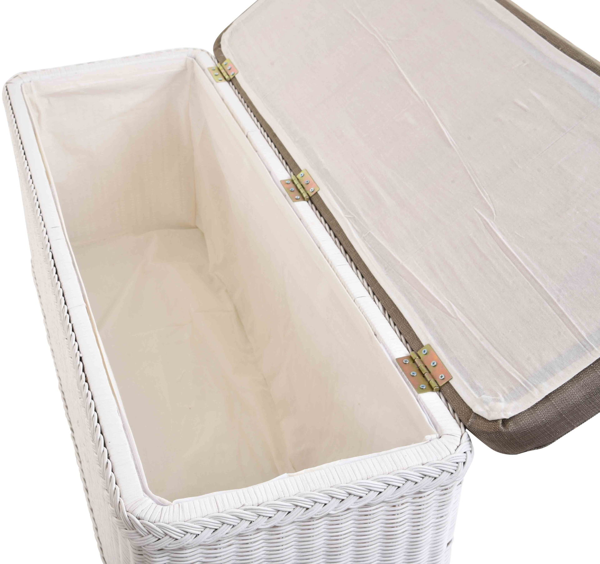 Große Rattan Sitztruhe mit Stauraum | Weiss