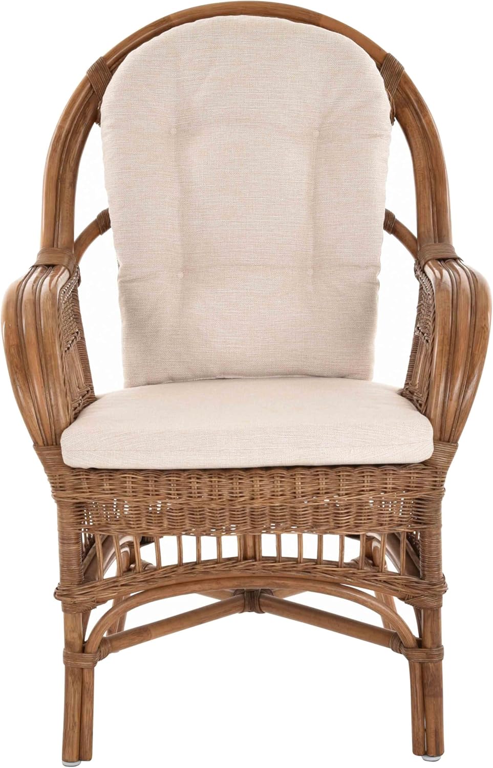 Moderner Korbsessel Finca aus Rattan mit hoher Lehne 2er Set | Hellbraun