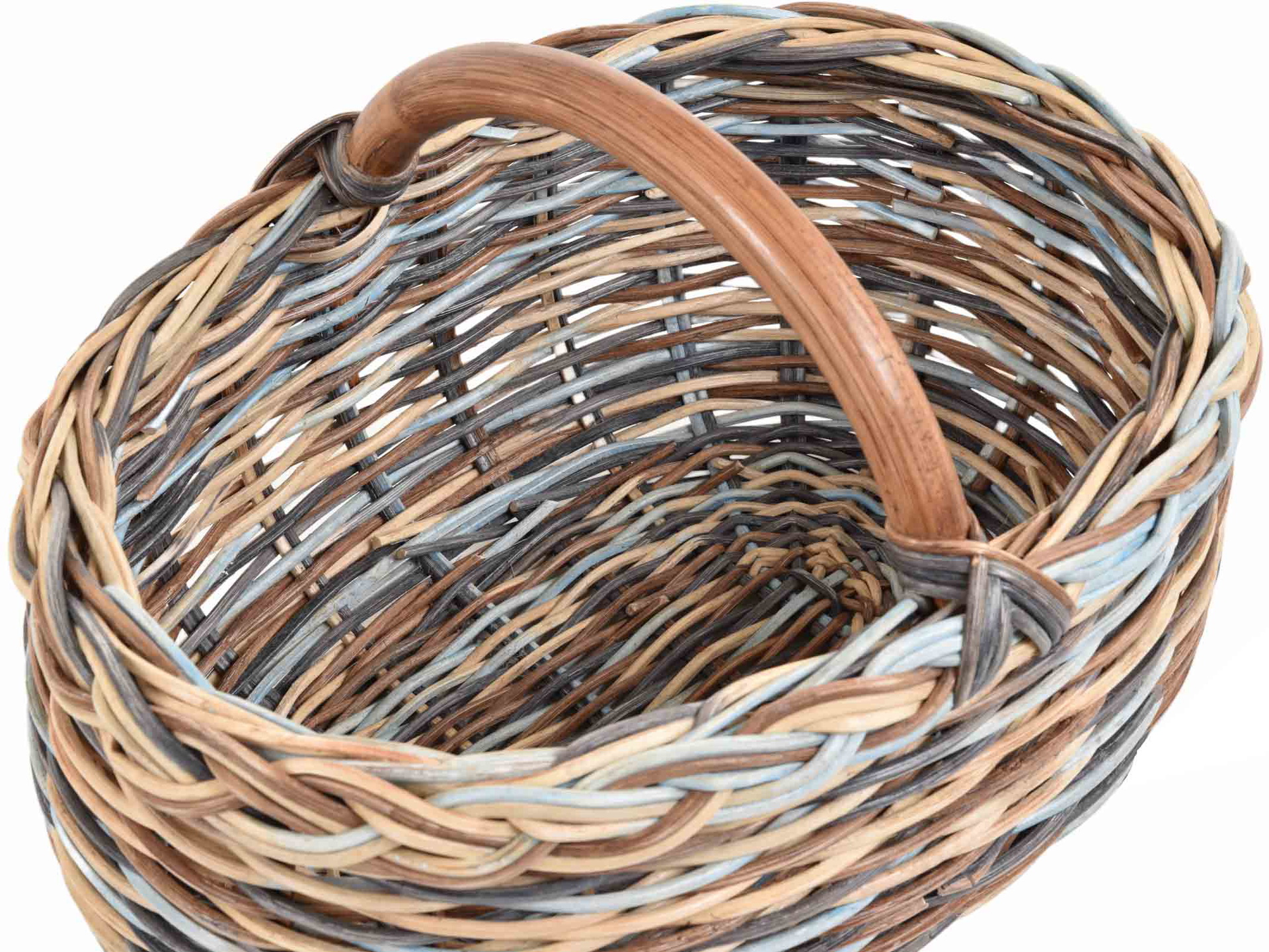 Henkelkorb - Einkaufskorb Oval aus Rattan geflochten | Multicolor