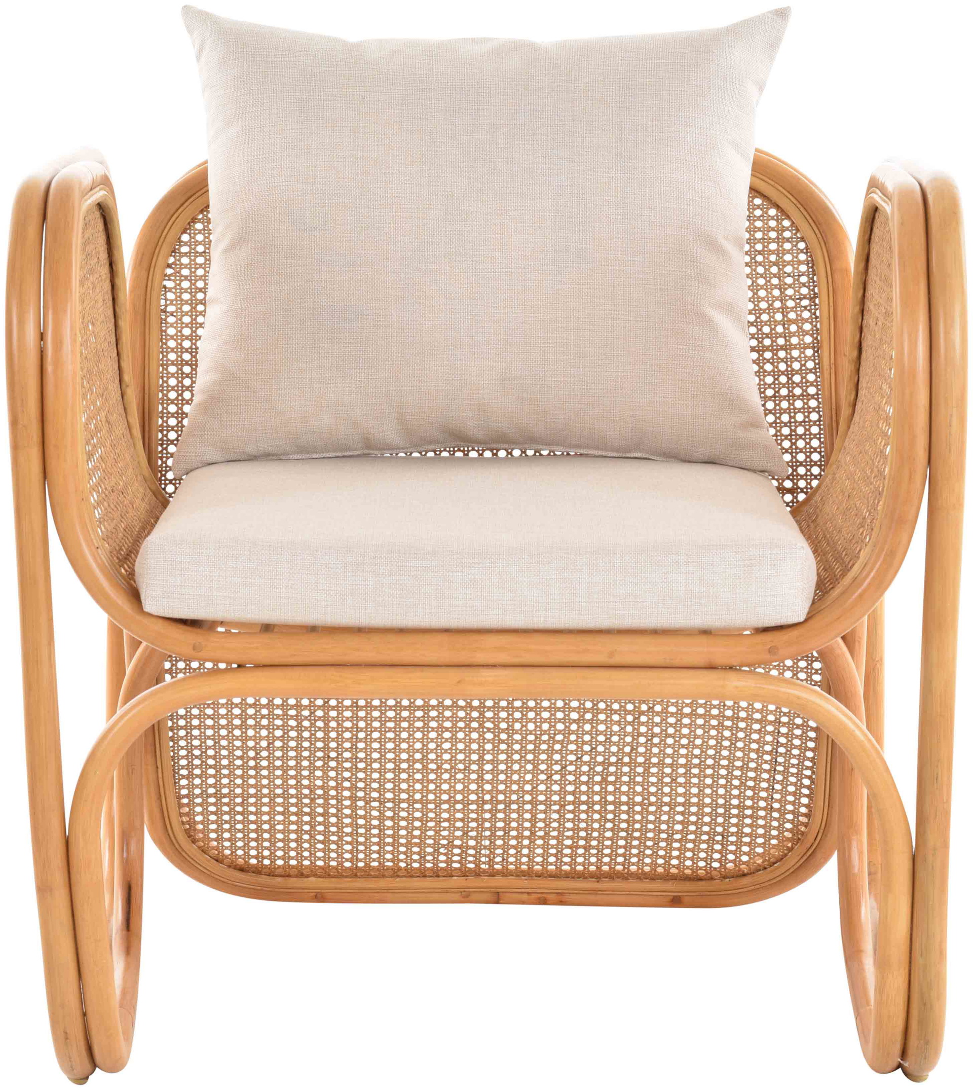 Rattan Wohnzimmerset Lounge Gruppe Natur mit Wiener Geflecht für 4 Personen | Honig
