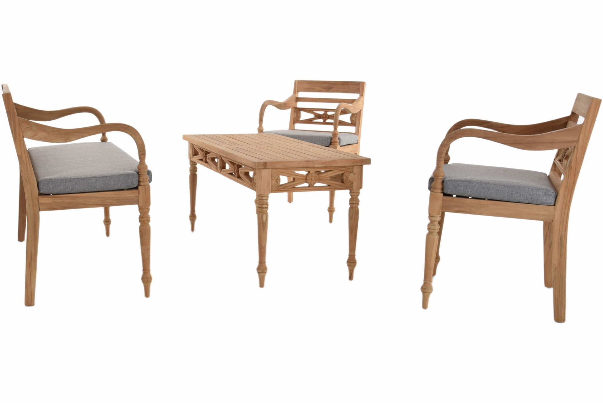 Teakholz Lounge-Set Batavia Gartengarnitur mit Sitzkissen