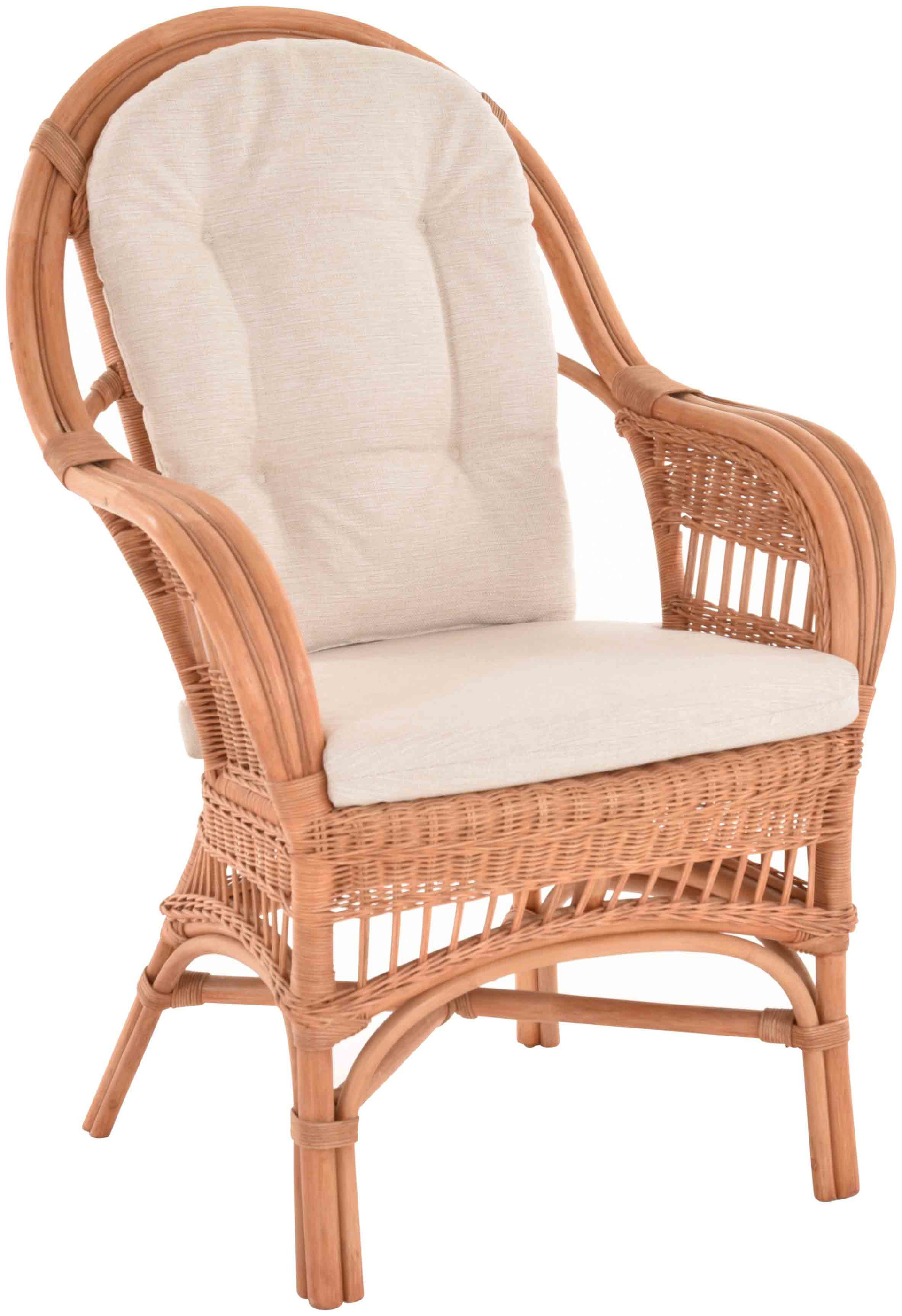 Moderner Korbsessel Finca aus Rattan mit hoher Lehne 2er Set | Terracotta