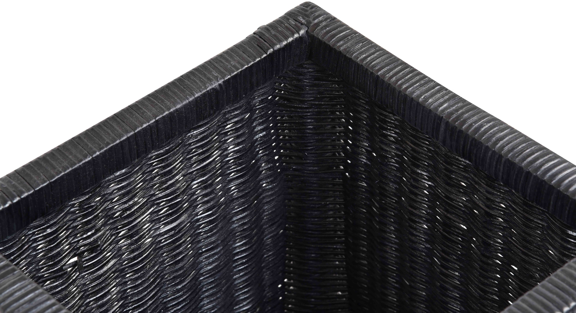 Quadratischer Regal-Korb aus Rattan 2er Set Schwarz