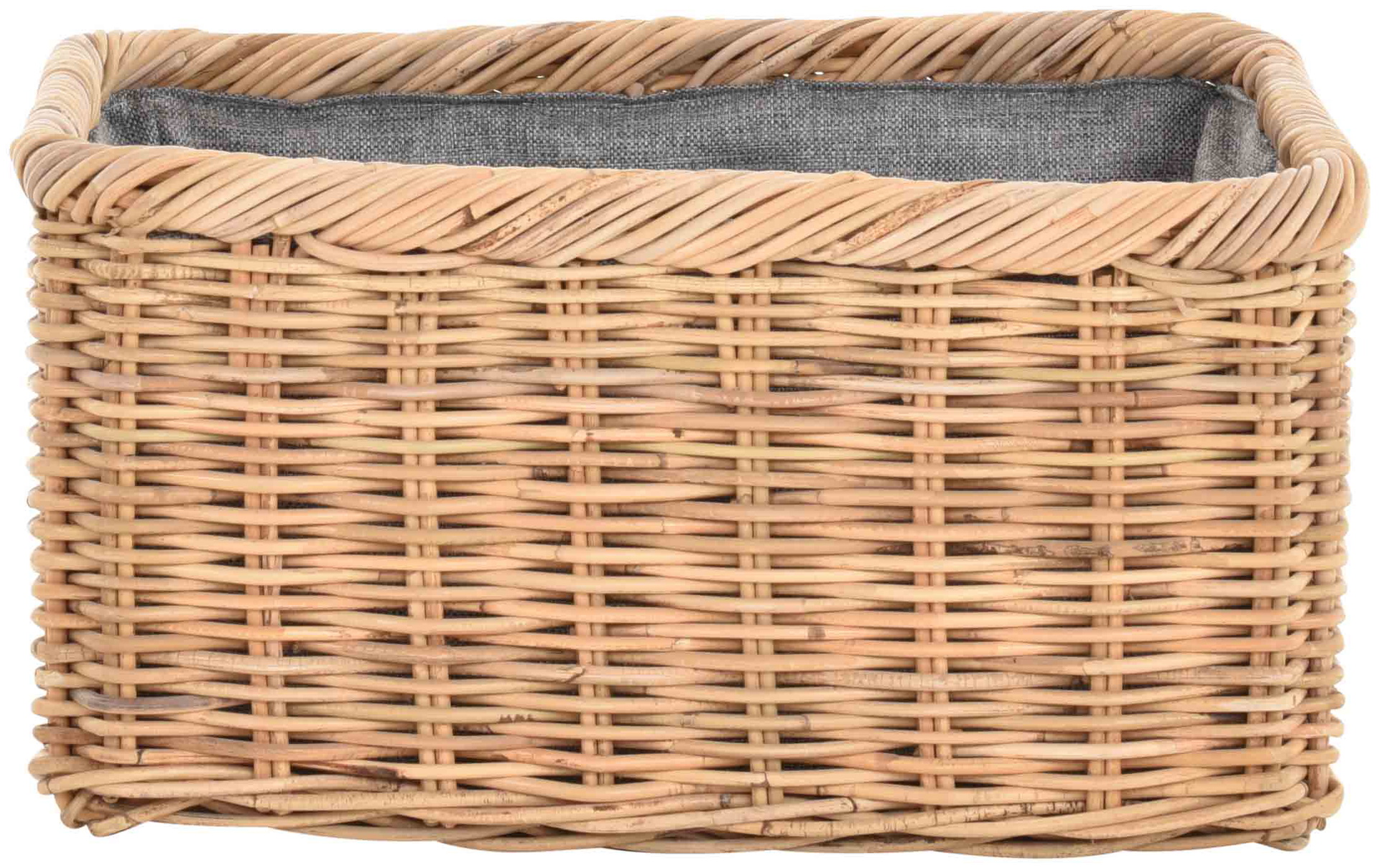 Geflochtener Tragekorb aus Rattan mit Stoff für Kaminholz & Aufbewahrung 60cm | Koobo Hell