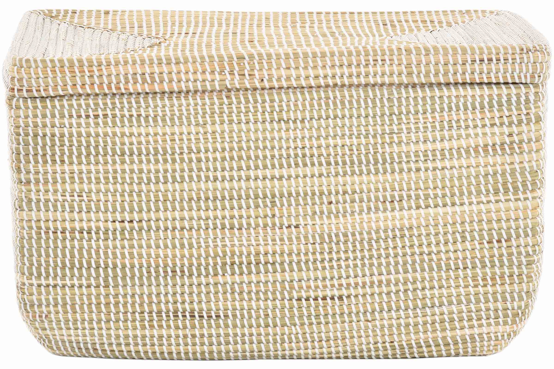 Große Aufbewahrungsbox mit Deckel aus Seegras  66x40x40cm | Natur
