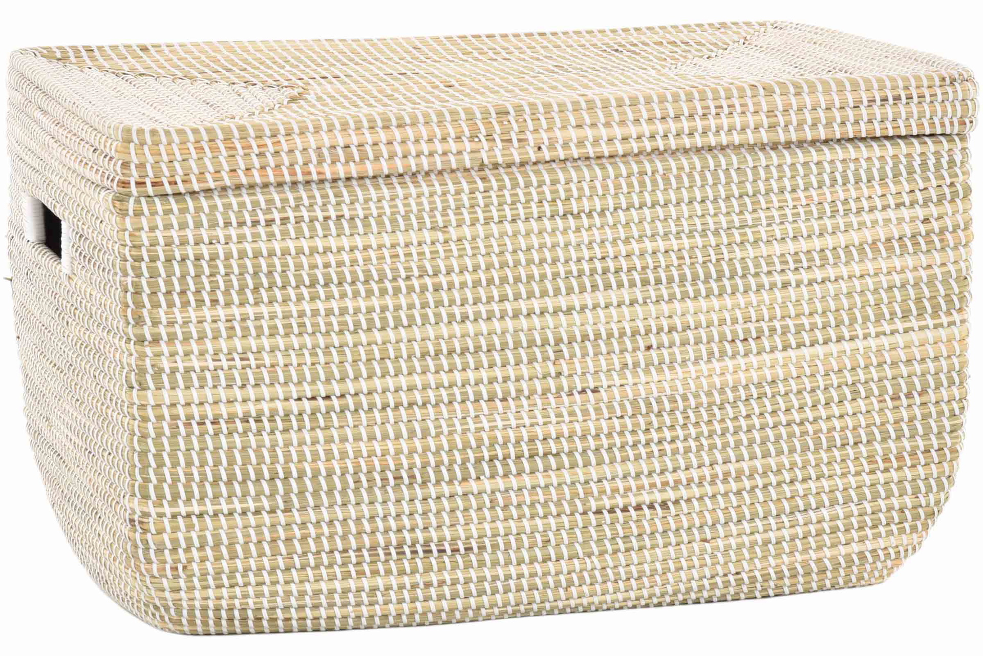 Große Aufbewahrungsbox mit Deckel aus Seegras  66x40x40cm | Natur