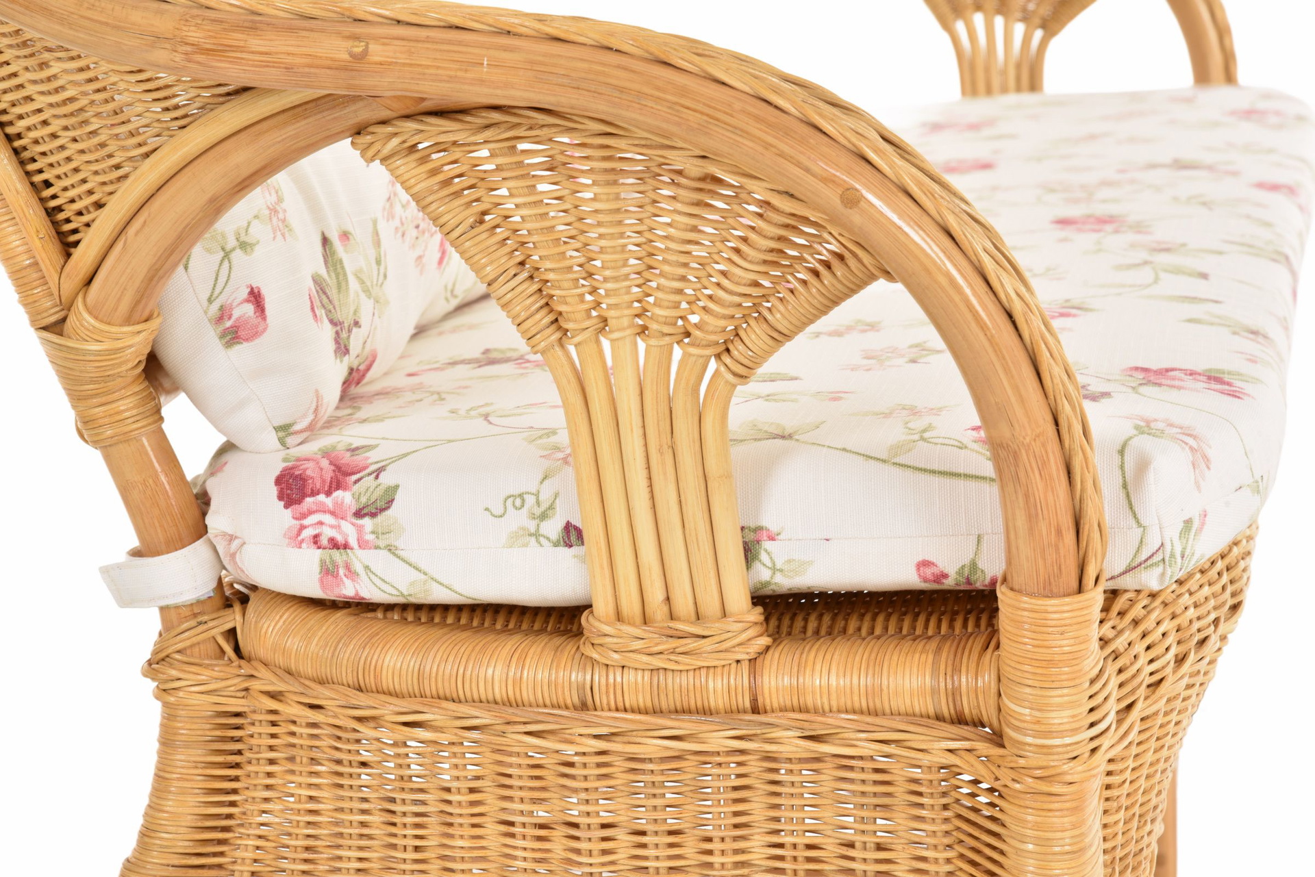 Komfort Esszimmer Sitzbank 3-Sitzer Palma aus Rattan mit Kissen | Honig