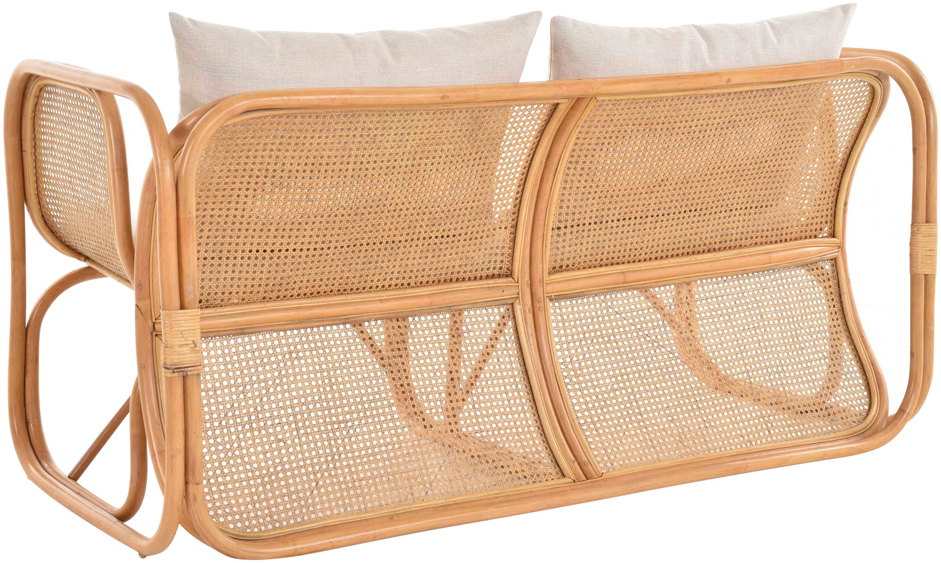 Rattan Wohnzimmerset Lounge Gruppe Natur mit Wiener Geflecht für 4 Personen | Honig