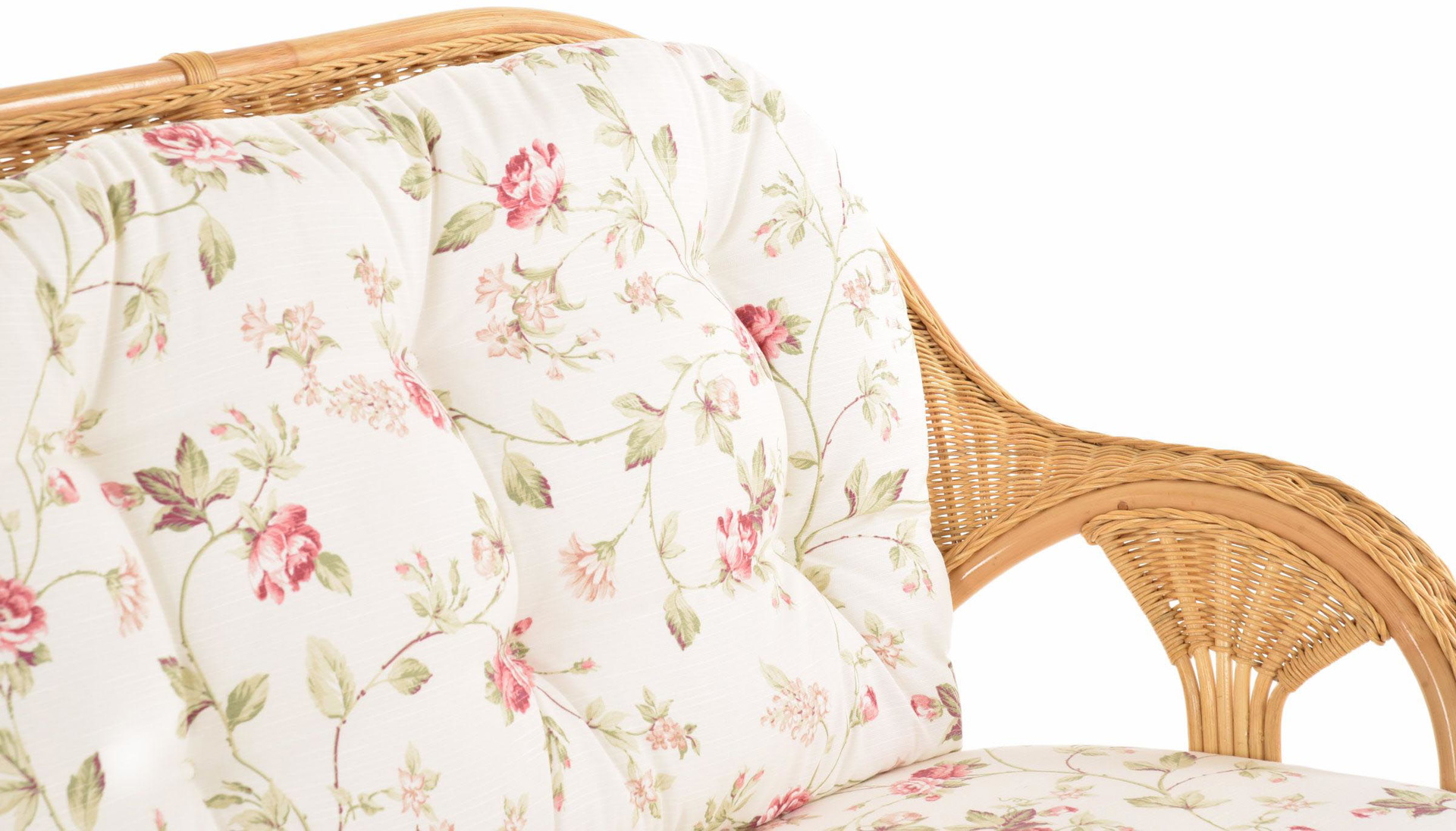 Komfort Esszimmer Sitzbank 3-Sitzer Palma aus Rattan mit Kissen | Honig