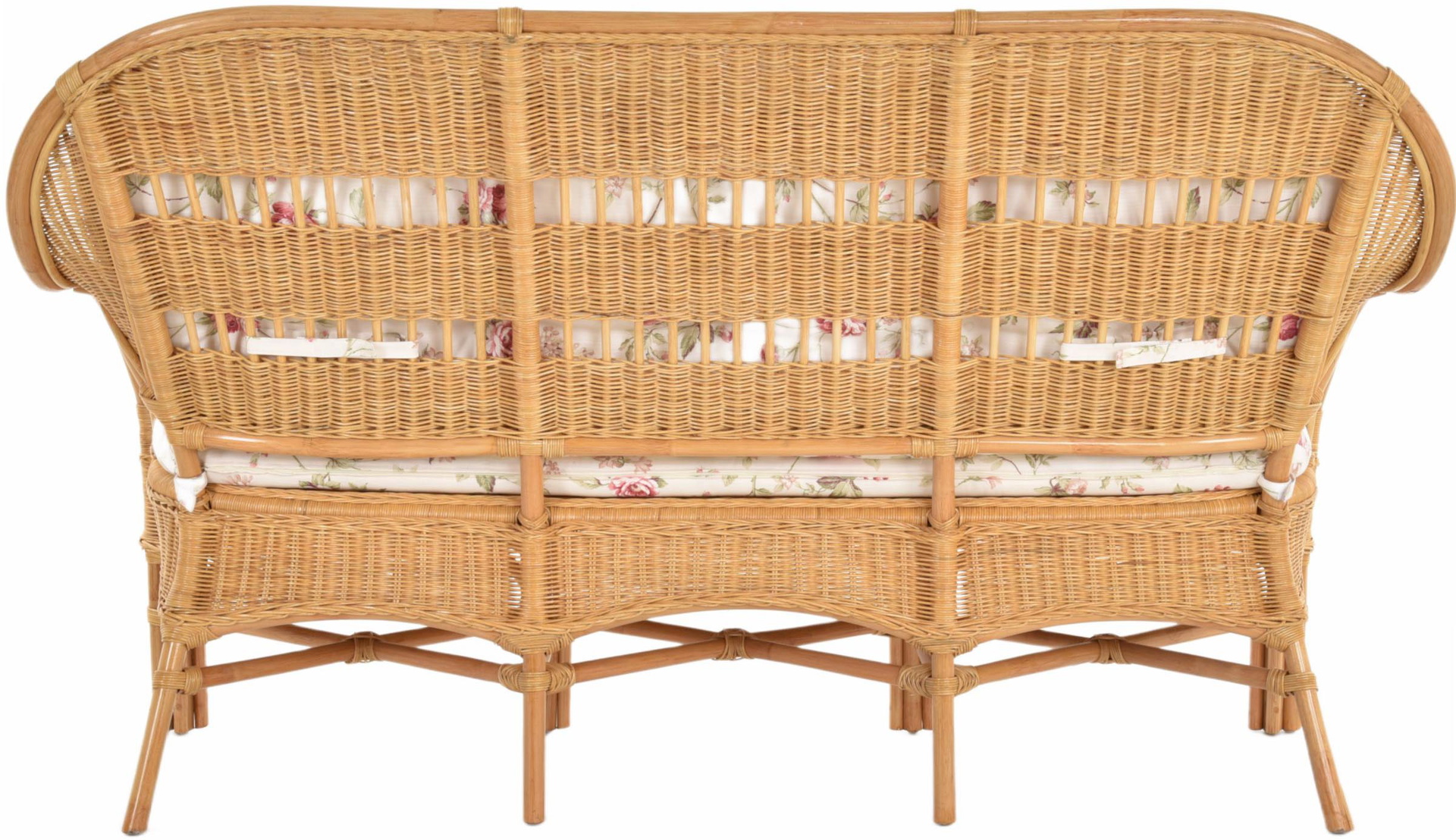 Komfort Esszimmer Sitzbank 3-Sitzer Palma aus Rattan mit Kissen | Honig