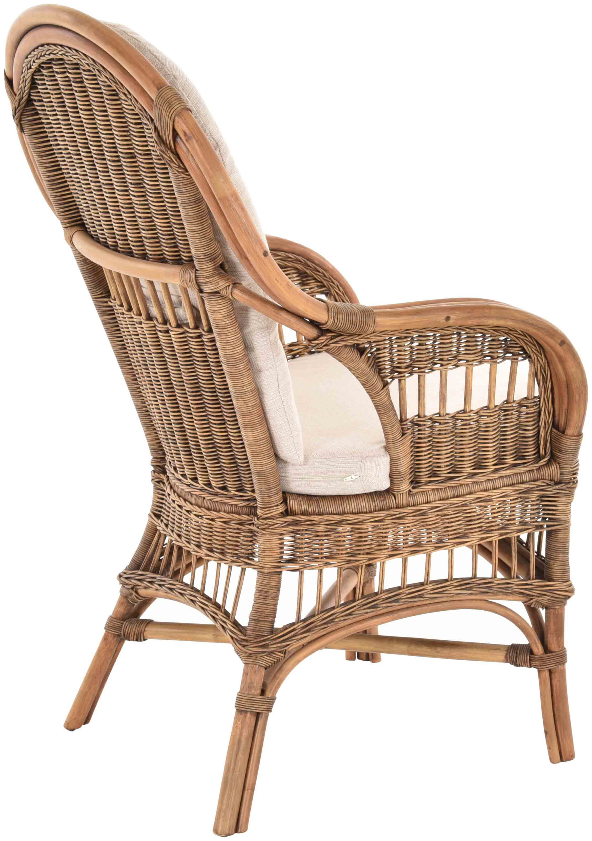 Moderner Korbsessel Finca aus Rattan mit hoher Lehne 2er Set | Vintage Braun