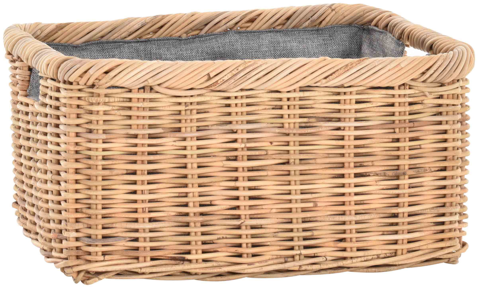 Geflochtener Tragekorb aus Rattan mit Stoff für Kaminholz & Aufbewahrung 60cm | Koobo Hell
