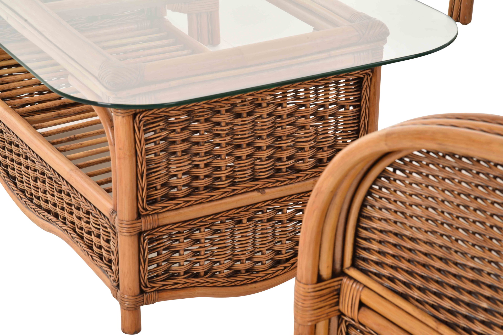 Elegantes Rattanmöbel Set Win für 4 Personen | Vintage Braun