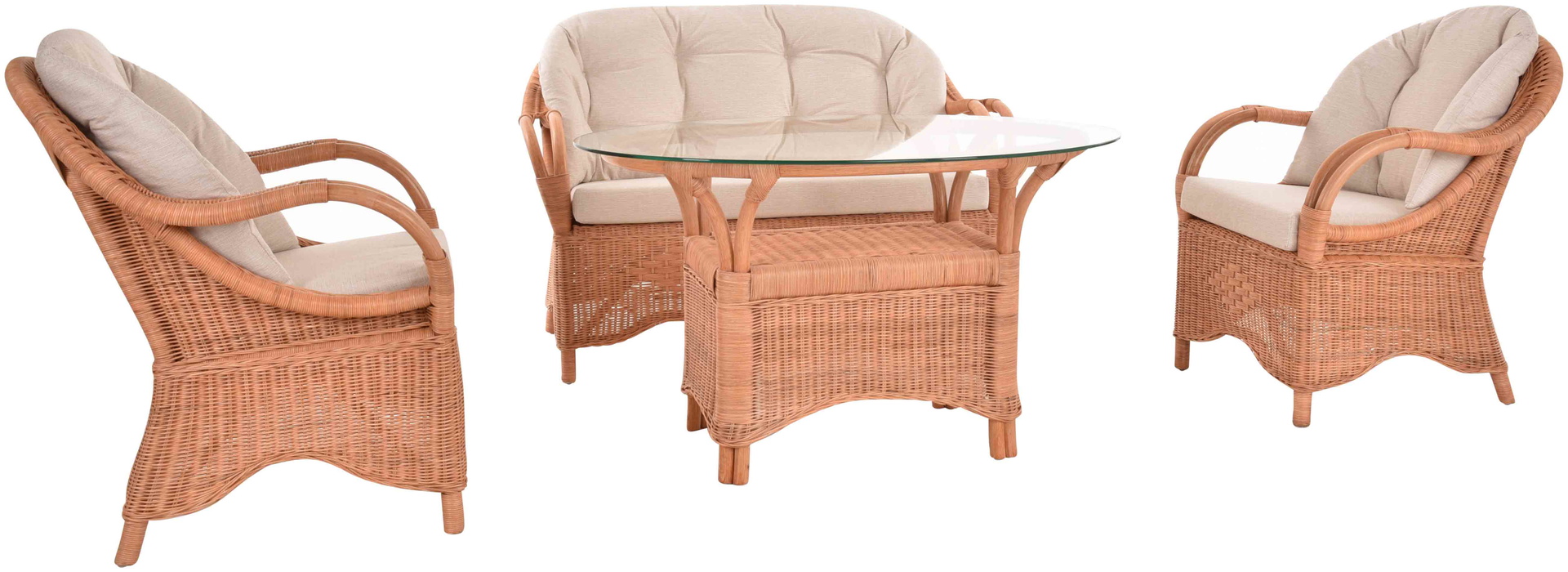 Komfortable Wintergartenmöbel Garnitur Riviera aus Rattan | Terracotta