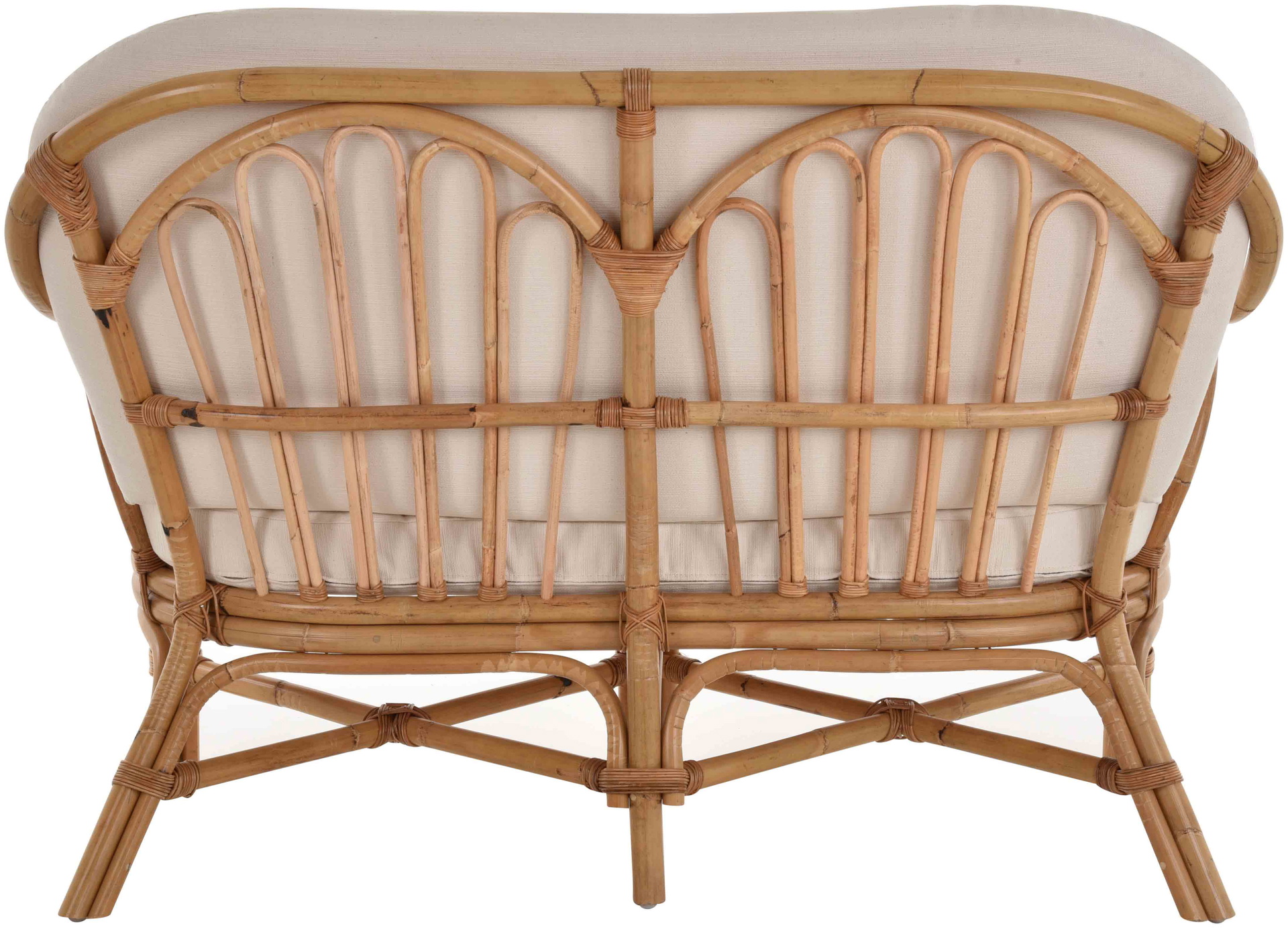 Rattan Sofa Manau 2-Sitzer Wohnzimmersofa mit beigen Polstern