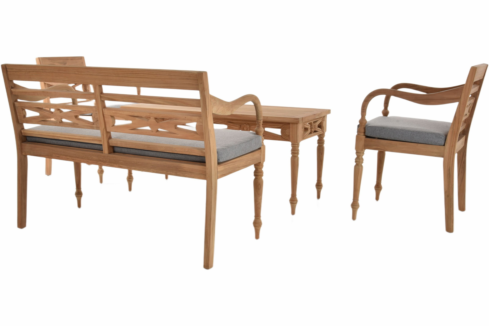 Teakholz Lounge-Set Batavia Gartengarnitur mit Sitzkissen