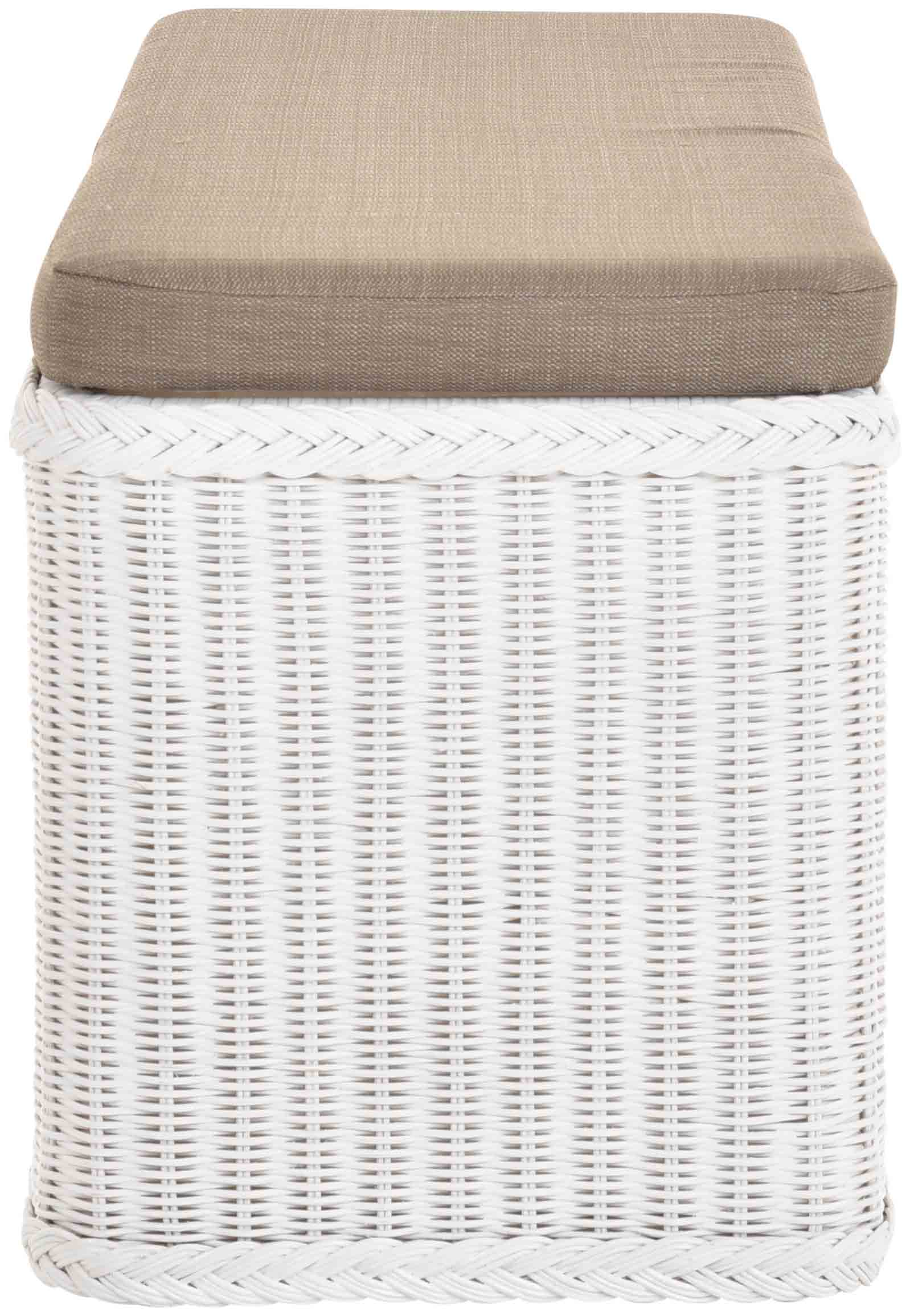 Große Rattan Sitztruhe mit Stauraum | Weiss