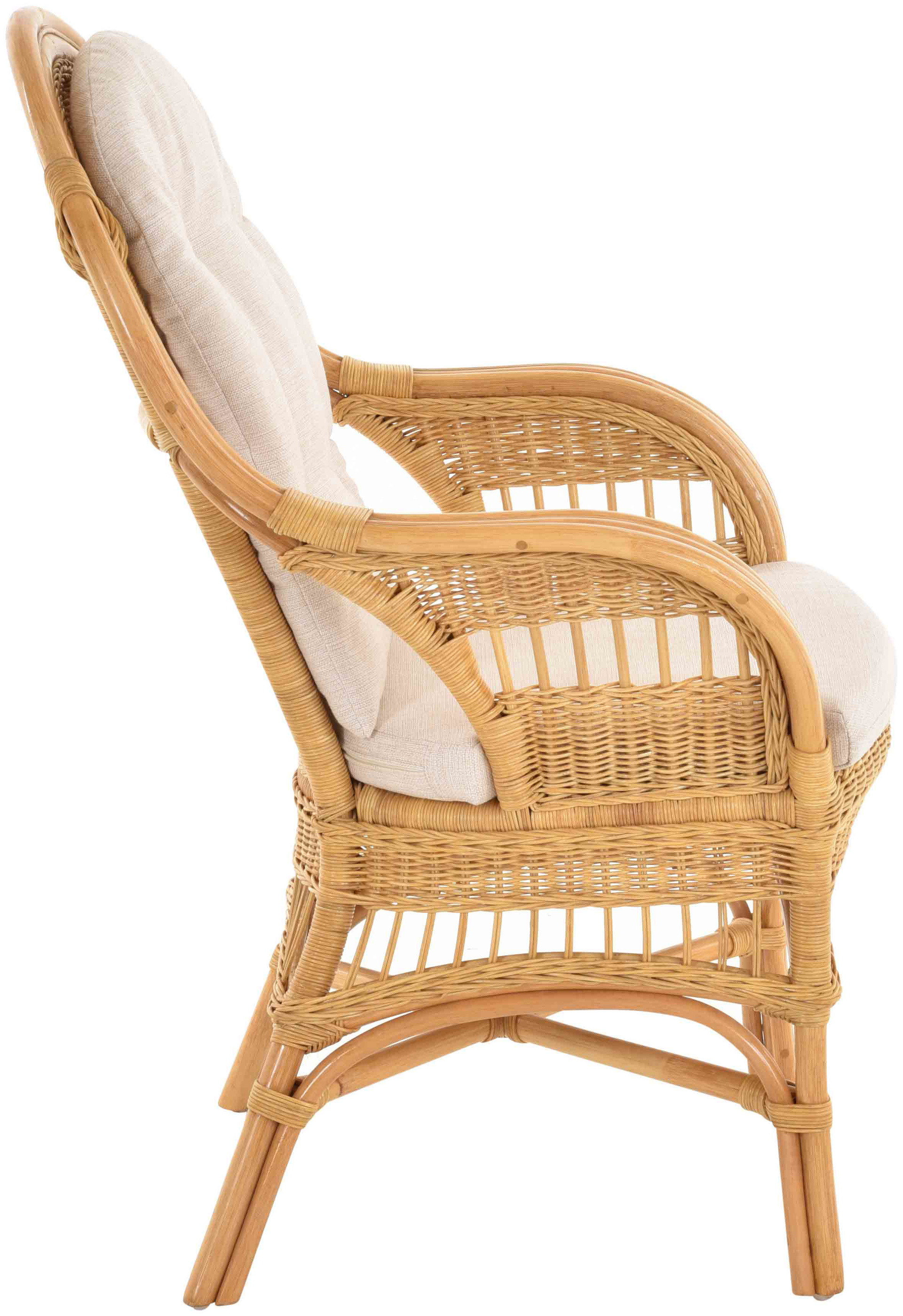 Moderner Korbsessel Finca aus Rattan mit hoher Lehne 2er Set | Honig